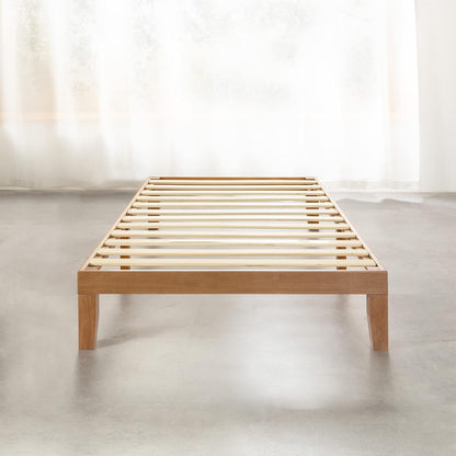 12" Classic Solid Wood Platform Bed Frame w/Wooden Slats (No Box Spring Needed), Natural, Queen Size