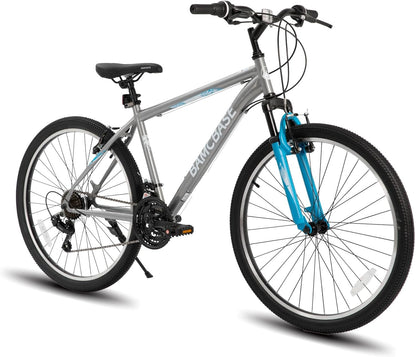 26/27.5 Inch Mountain Bike, Mens Womens MTB with 21 Speeds, High-Tensile Steel Frame, V Brake, Hardtail Bicycle for Adults