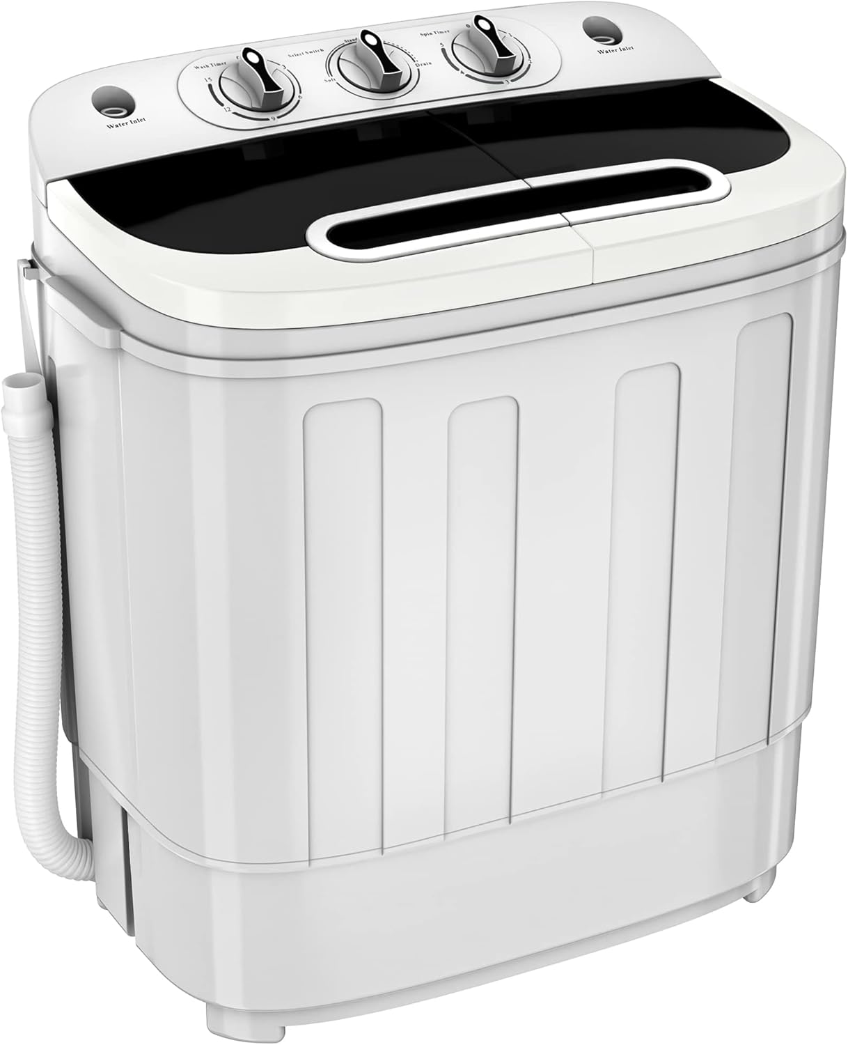 Portable mini double-burner washing machine, capacity 13 pounds, equipped with a spin dryer, a compact clothes washing machine, a lightweight small-sized washing machine, suitable for families, apartments, dormitory rooms, and campers.
