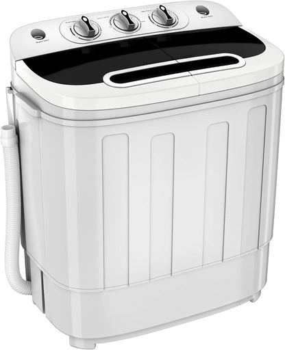 Portable mini double-burner washing machine, capacity 13 pounds, equipped with a spin dryer, a compact clothes washing machine, a lightweight small-sized washing machine, suitable for families, apartments, dormitory rooms, and campers.