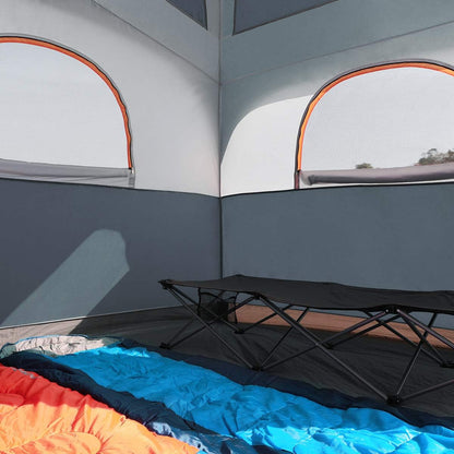 A 6-person waterproof and windproof portable family camping tent, with a double-layer structure, equipped with 1 mesh door and 5 large mesh windows - height of 10 feet × 9 feet × 78 inches (unit: inches)