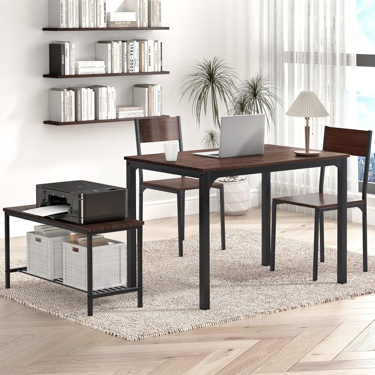 Dining Table and Chairs Dining Table Set with 2 Chairs and 1 Bench Bar Set Kitchen Table and Chairs for Dining Room Bistro Set，Pure White