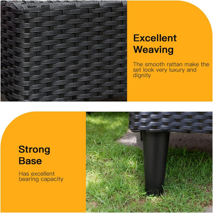 Patio Furniture Set 4 Pieces Outdoor Rattan Chair Wicker Sofa Garden Conversation Bistro Sets for Yard,Pool or Backyard