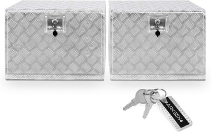36 Inch Heavy Duty Aluminum Diamond Plate Tool Underbody Box, Waterproof Square Truck Storage Organizer Chest for Pick Up Truck Bed, RV Trailer with T-Handle Lock and Keys - Black