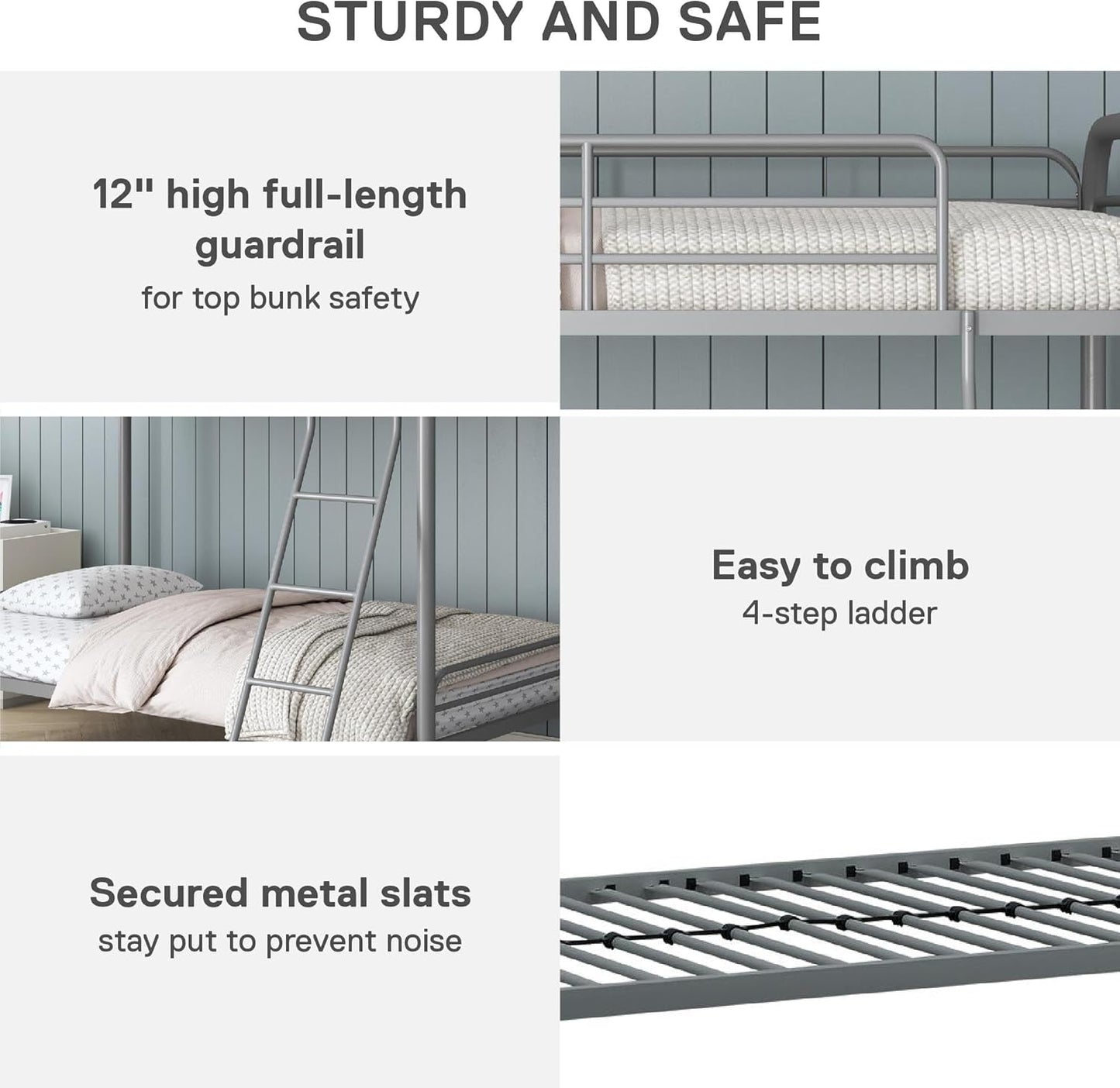 DHP Dusty Twin Over Full Metal Bunk Bed, Off White