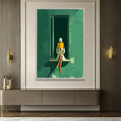 Relaxing Morning Reading Canvas, Woman with Book Wall Art,